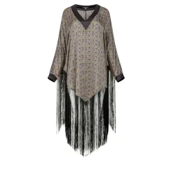 Helene Galwas Seidenponcho Kleid JENNIFER silber Midikleid