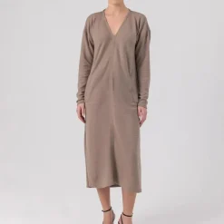 Helene Galwas Wollkleid CHLOÉRE mittel-braun Midikleid