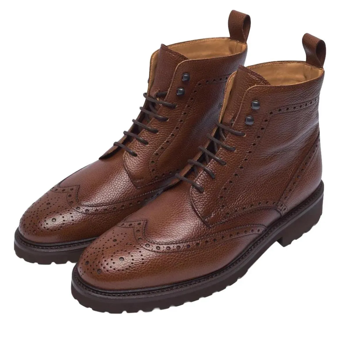 Henry Stevens Der handgemachte Winston Full-Brogue Derby Boot in mittel-braun Schnürstiefel