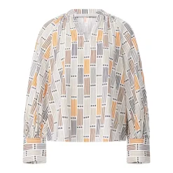 Herzensangelegenheit Seidenbluse mit Print Weiß Bluse