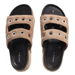 INUIKII Suede Studs Taupe Slides
