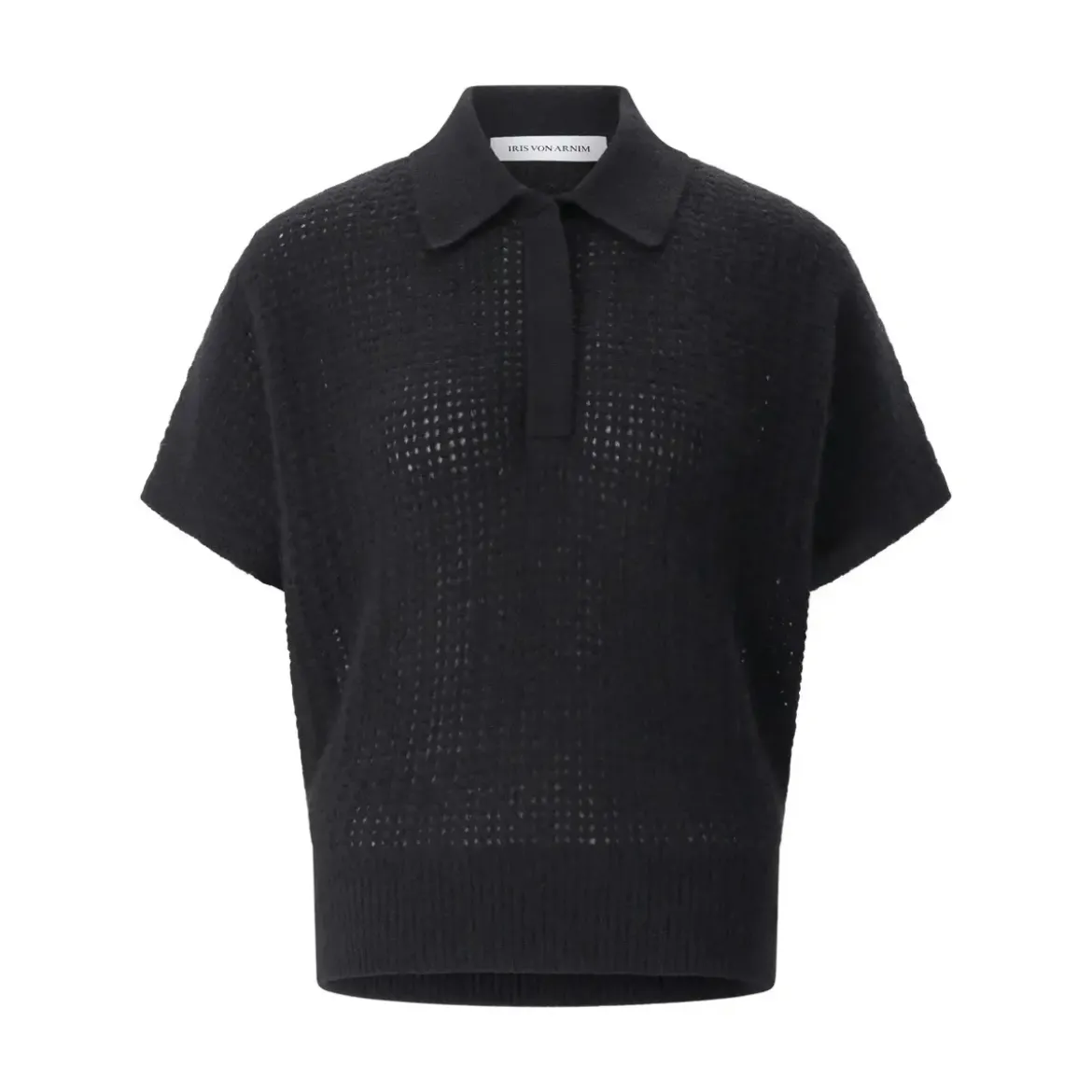 Iris von Arnim Kurzarmpullover Paloma aus Kaschmir-Mix Schwarz Poloshirt