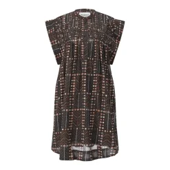 Isabel Marant Midikleid mit Muster Schwarz Midikleid
