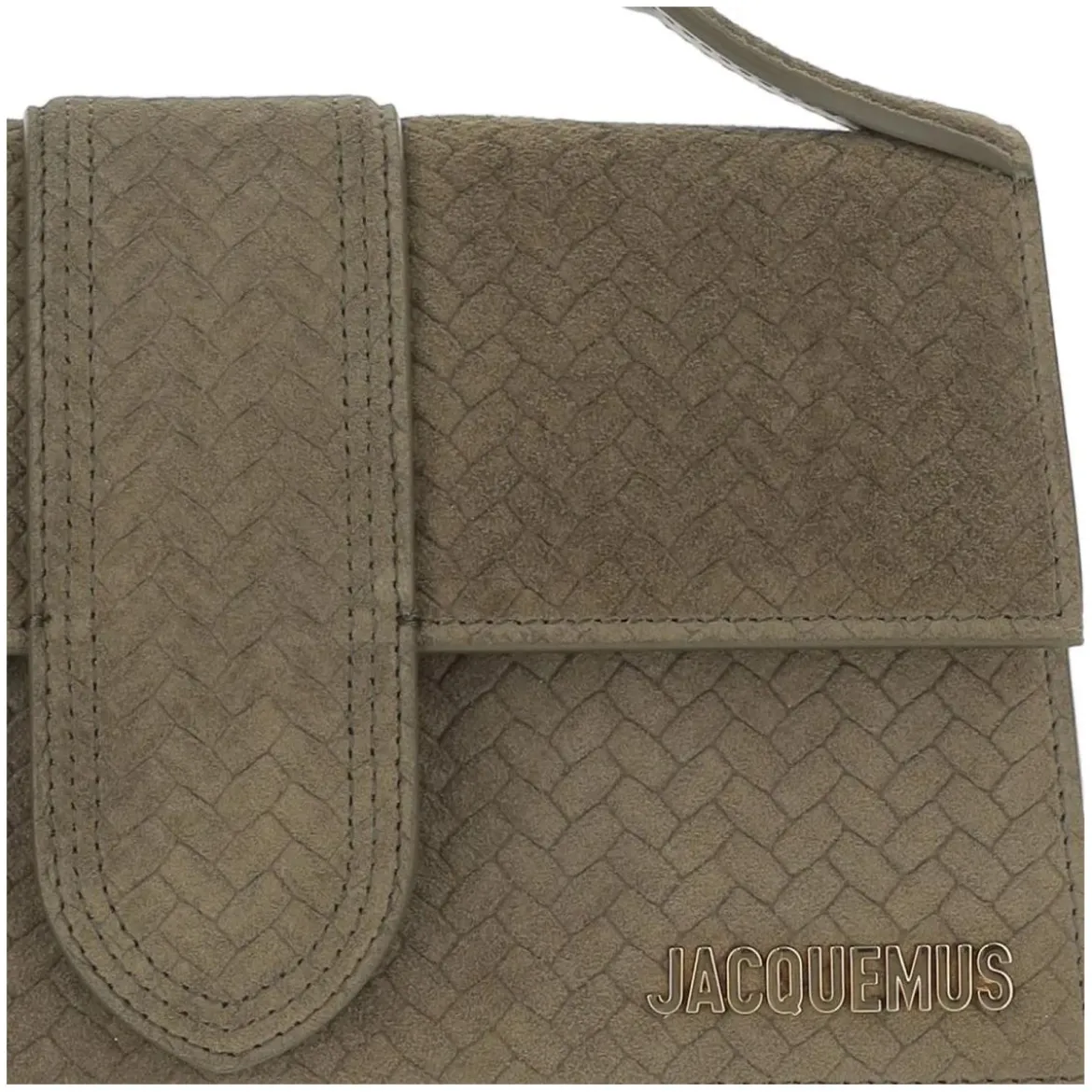 Jacquemus Structured Suede Leather Le Bambino Bag Grey Crossbody Bag