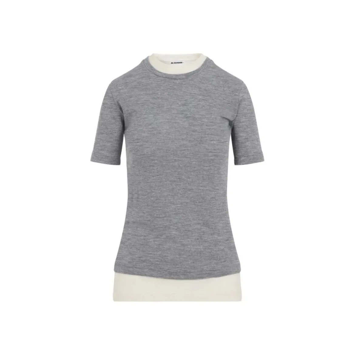 Jil Sander Heather Grey Knit Top With Off-White Accents Multicolor T-Shirt