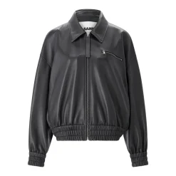 Jil Sander Jacke aus Leder schwarz Lederjacke