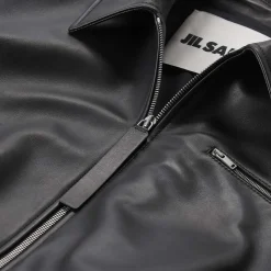 Jil Sander Jacke aus Leder schwarz Lederjacke