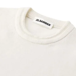 Jil Sander Kurzarmpullover aus Schurwolle weiß Pullover