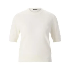 Jil Sander Kurzarmpullover aus Schurwolle weiß Pullover