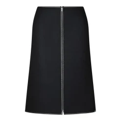 Jil Sander Midirock aus Wolle Schwarz Midirock