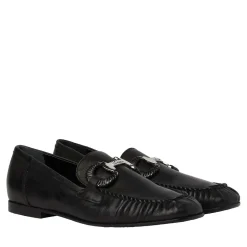 Karl Lagerfeld Eleia Brooch Loafer Black Lthr Pumps