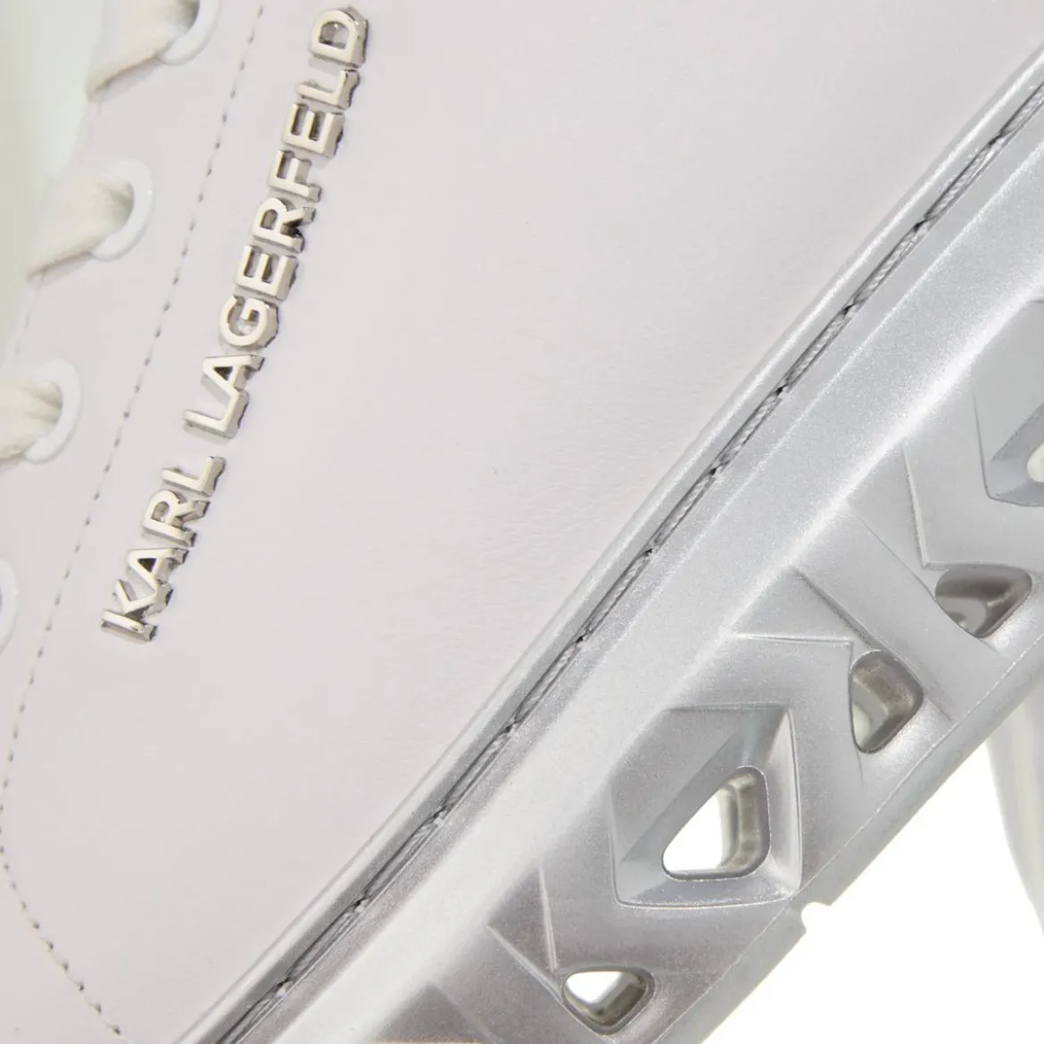 Karl Lagerfeld Kapri Kite Lo Lace Lthr White Lthr W/Silver Low-Top-Sneaker