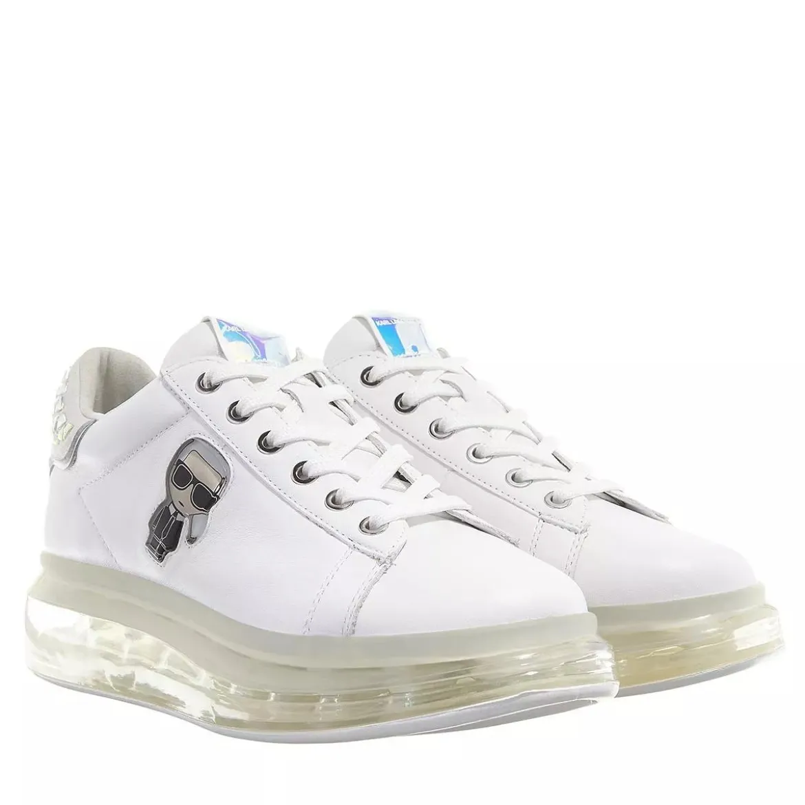 Karl Lagerfeld Kapri Kushion Jellikonic Lo Lace White Lthr w/Iridescent Plateau-Sneaker