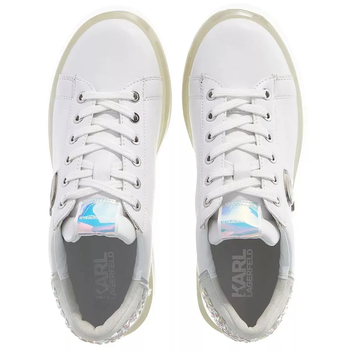 Karl Lagerfeld Kapri Kushion Jellikonic Lo Lace White Lthr w/Iridescent Plateau-Sneaker