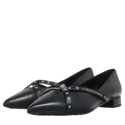 Karl Lagerfeld Kerrie Krosstrap Studs Black Lthr Ballerinas