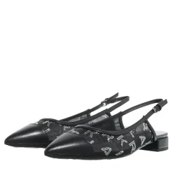 Karl Lagerfeld Kerrie Rhinestone Sling Black Mesh W/Silver Sandalen