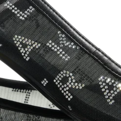 Karl Lagerfeld Kerrie Rhinestone Sling Black Mesh W/Silver Sandalen