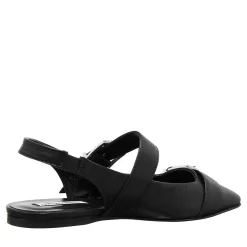 Karl Lagerfeld Konnie Double Strap Pump Black Lthr w/Silver Pumps