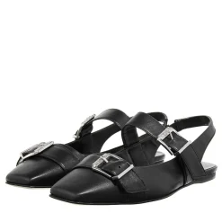 Karl Lagerfeld Konnie Double Strap Pump Black Lthr w/Silver Pumps