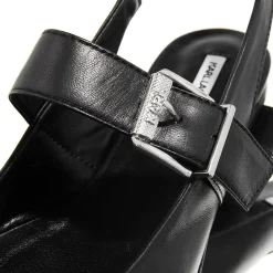 Karl Lagerfeld Konnie Double Strap Pump Black Lthr w/Silver Pumps