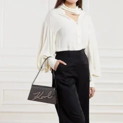 Karl Lagerfeld K/Signature 2.0 Sp Md Shb Glitter Black Satchel