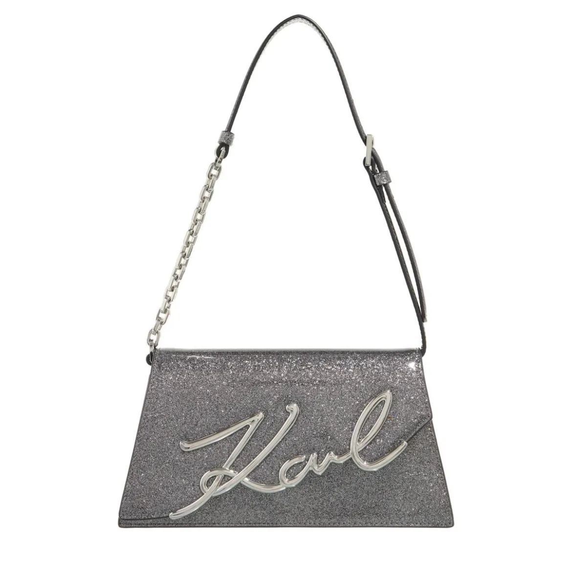 Karl Lagerfeld K/Signature 2.0 Sp Md Shb Glitter Black Satchel