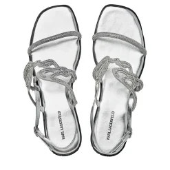 Karl Lagerfeld Olympia Karl Signia Slide Heavy Glitter Silver Sandalen