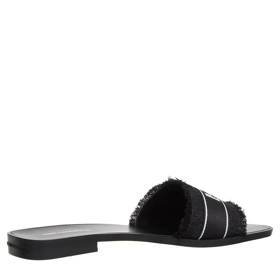 Karl Lagerfeld Skoot Ii Border Slide Black Canvas Slides
