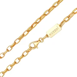 Kuzzoi Halskette Herren Rundanker Oval Basic 925 Silber gold Mittellange Halskette