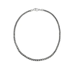 Kuzzoi Halskette Herren Zopfkette Oxidiert Massiv 925 Sil silber Mittellange Halskette