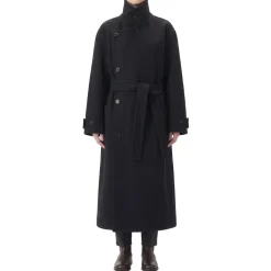 Lemaire Mantel aus Wolle schwarz Wintermantel