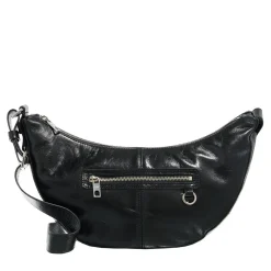 Liebeskind Berlin Moon With Zips Lack Distressed Black Crossbody Bag