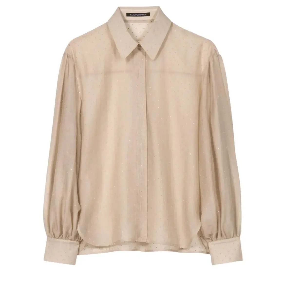 Luisa Cerano Hemdbluse mit Glitzersteinen soft camel Bluse