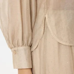 Luisa Cerano Hemdbluse mit Glitzersteinen soft camel Bluse