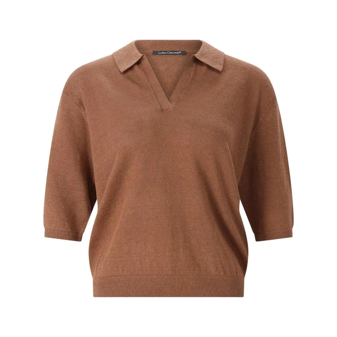 Luisa Cerano Poloshirt aus Leinen braun Pullover
