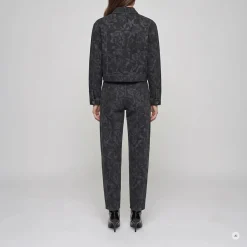 Marc Aurel Black Denim Jeansjacke mit Rosenprint schwarz Jeansjacke