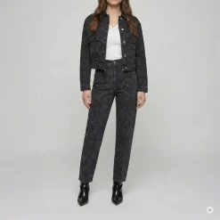 Marc Aurel Black Denim Jeansjacke mit Rosenprint schwarz Jeansjacke