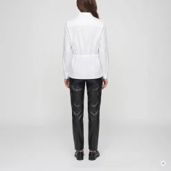 Marc Aurel Diese Poplinebluse mit Raffungsdetail im Rücken au weiss Bluse
