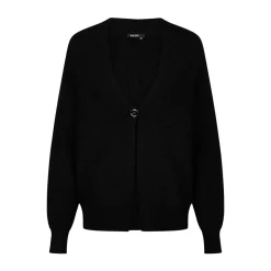 Marc Aurel Diese Strickjacke im Blazer-Look aus Halbpatent-St schwarz Strickjacke