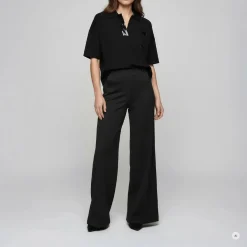 Marc Aurel Diese Wild-Leg-Hose in moderner Matrosenoptik verb schwarz Stoffhose