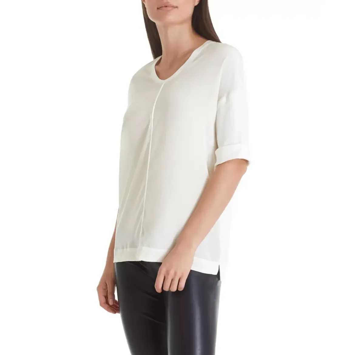 Marc Cain Blusenshirt aus Baumwoll-Mix Weiß Bluse