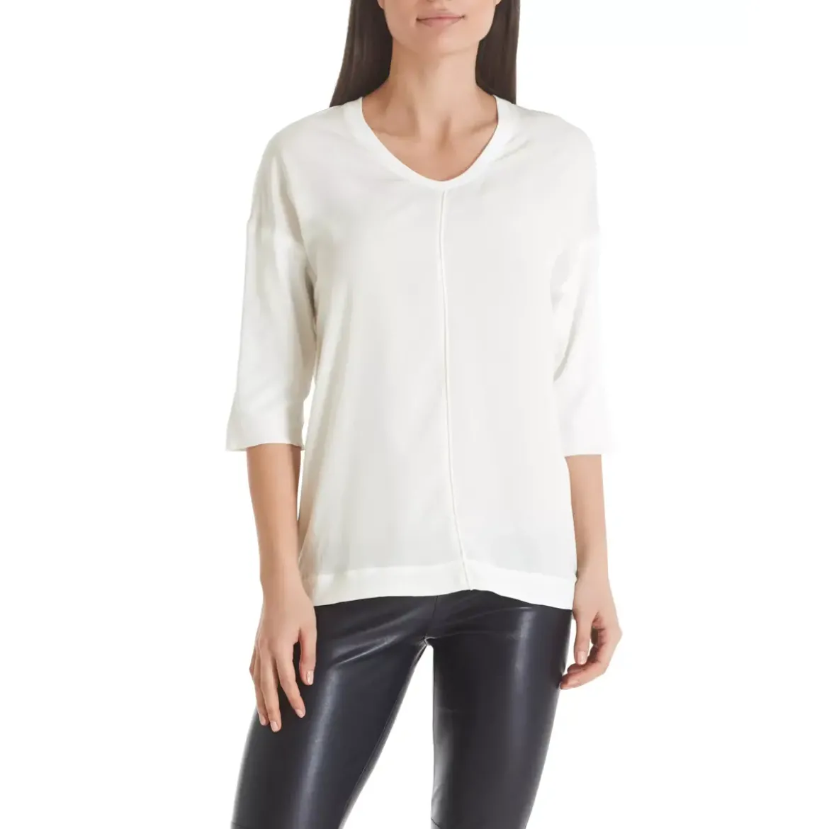 Marc Cain Blusenshirt aus Baumwoll-Mix Weiß Bluse