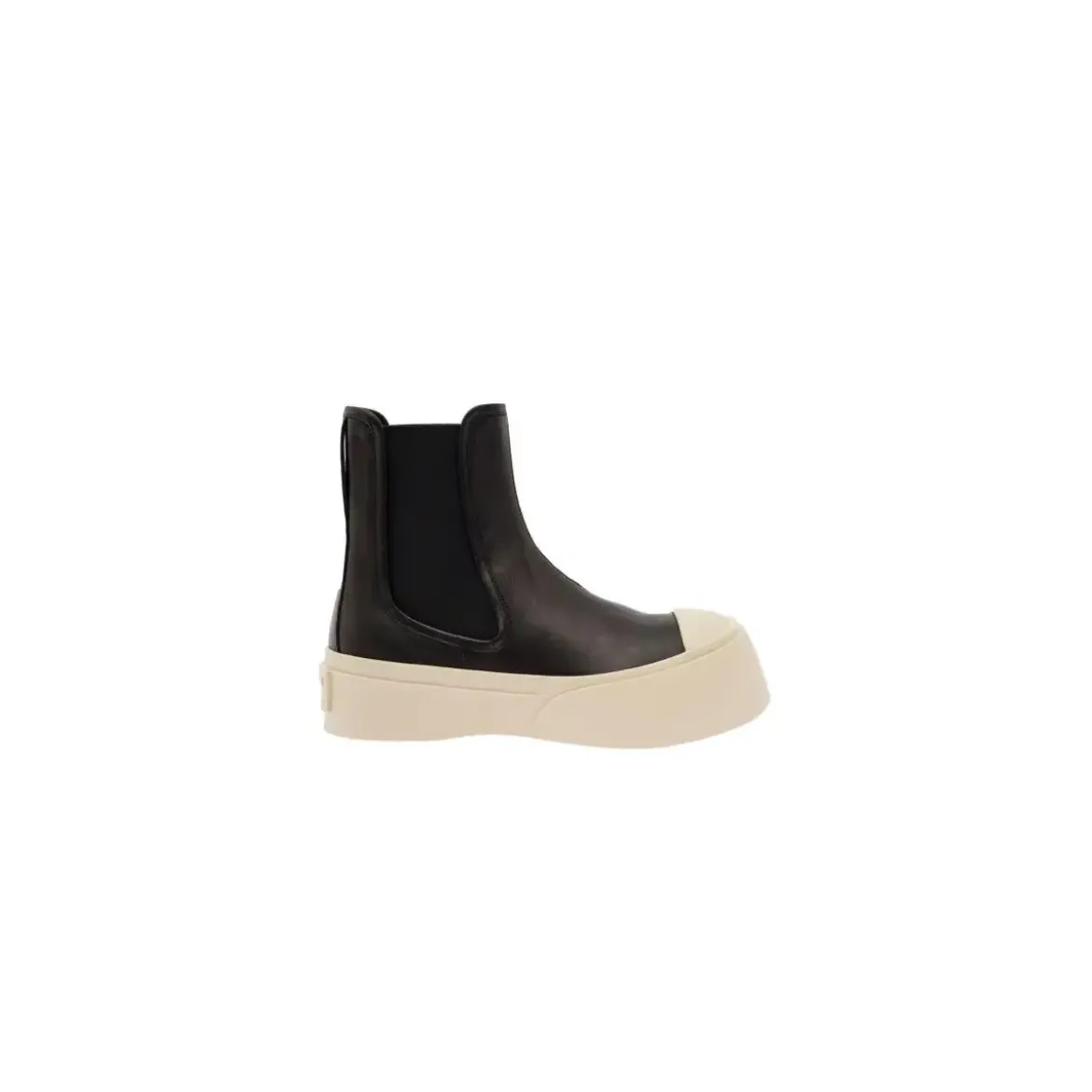 Marni Black Chelsea Boots With Logo Patch In Leather Black Stiefel
