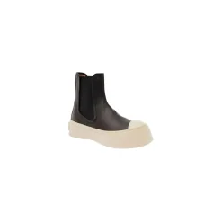 Marni Black Chelsea Boots With Logo Patch In Leather Black Stiefel