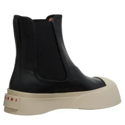 Marni Black Chelsea Boots With Logo Patch In Leather Black Stiefel