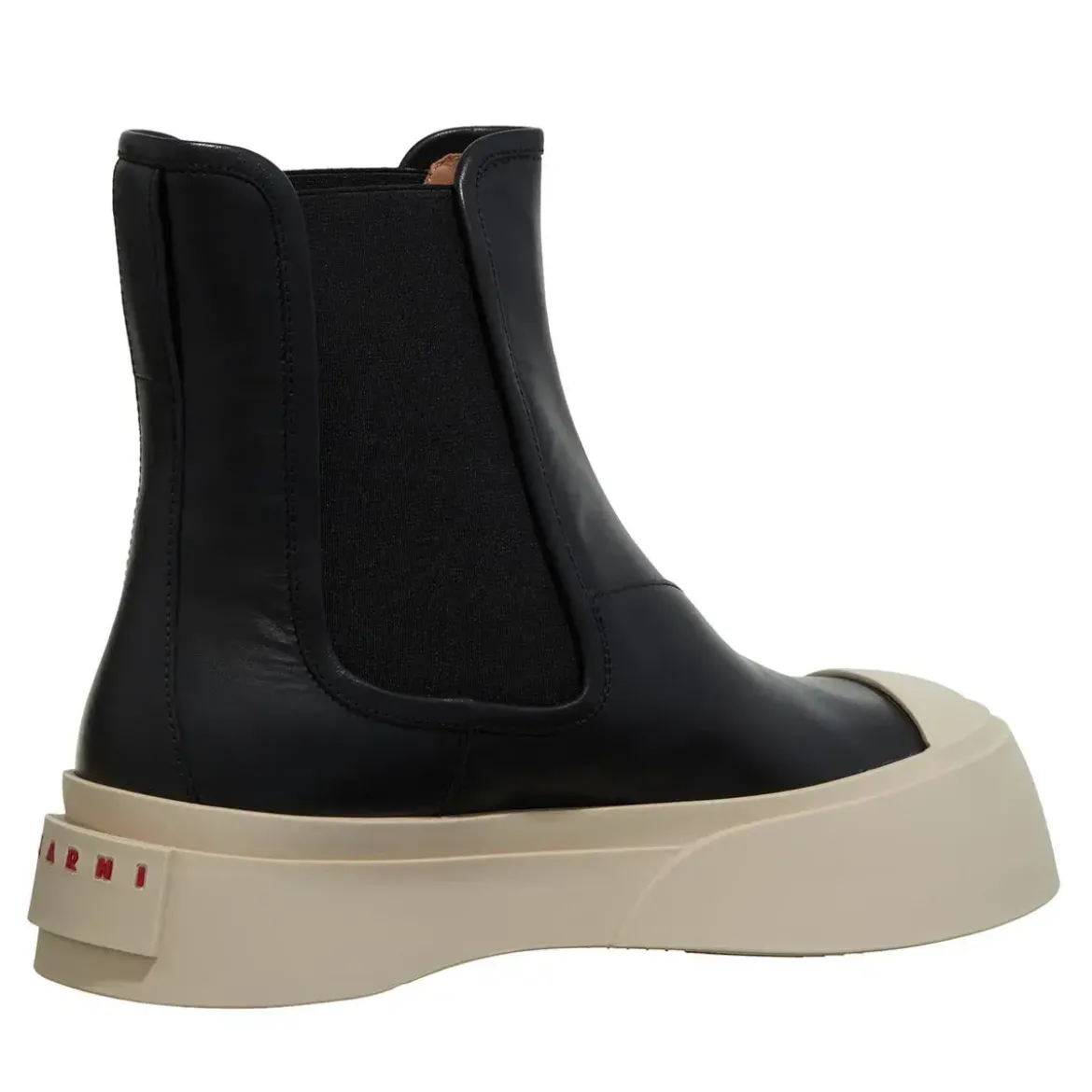 Marni Black Chelsea Boots With Logo Patch In Leather Black Stiefel