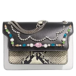 Marni Trunk Envelope Medium Black/White/Python Print Crossbody Bag