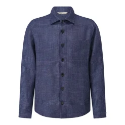 Maurizio Baldassari Overshirt mit Schurwolle und Leinen blau Hemd