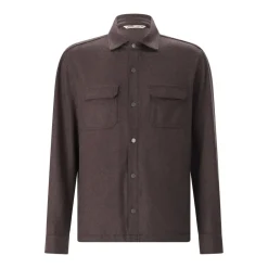 Maurizio Baldassari Overshirt aus Kaschmir-Mix braun Hemdjacke