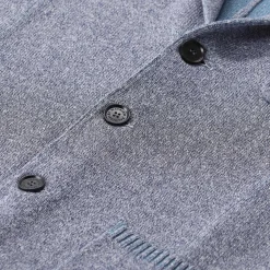 Maurizio Baldassari Strickjacke mit Seide blau Anzugjacke